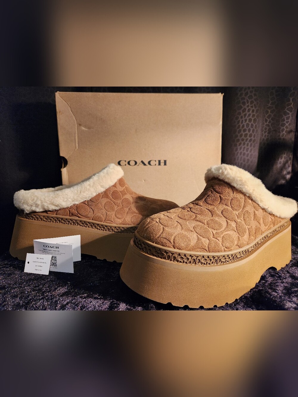 Coach Cecelia Clog Platforms with shearling lining